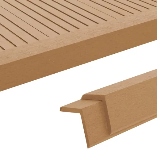 Perfis Angulares p/ Pavimento em WPC   170 cm Cor de Teca (5 pcs)