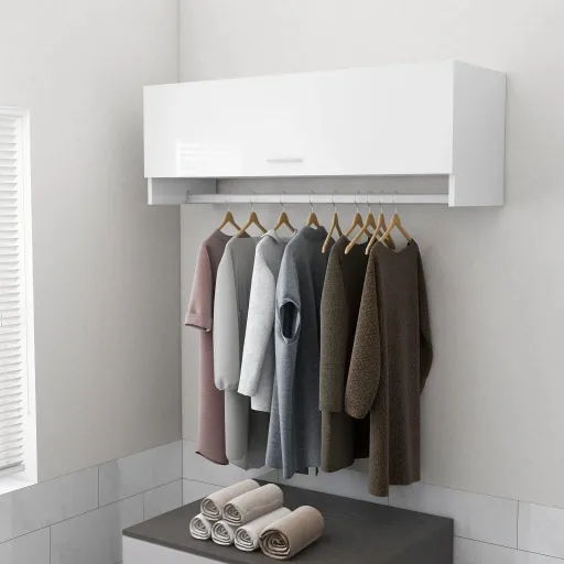 Roupeiro 100x32,5x35 cm Derivados de Madeira Branco Brilhante
