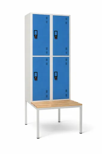 Cacifos Metálico Duplo 4 Cacifos com Banco 2170x600x800mm Cinza (Vestiário)