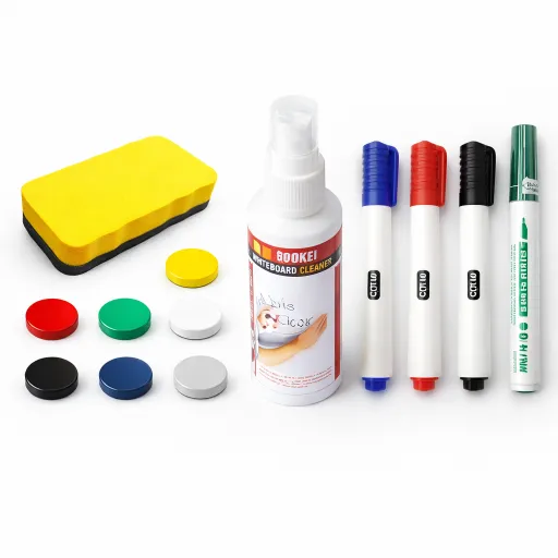 Kit Completo Quadros Brancos com Marcadores Ímans e Limpeza