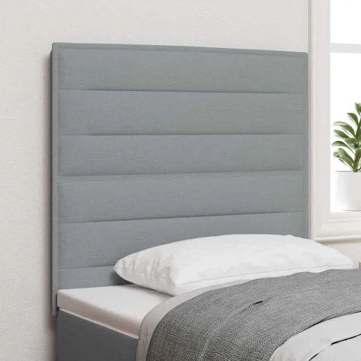 Cabeceira LED com Cabeceira Cinzento-Claro 90 cm Poliéster