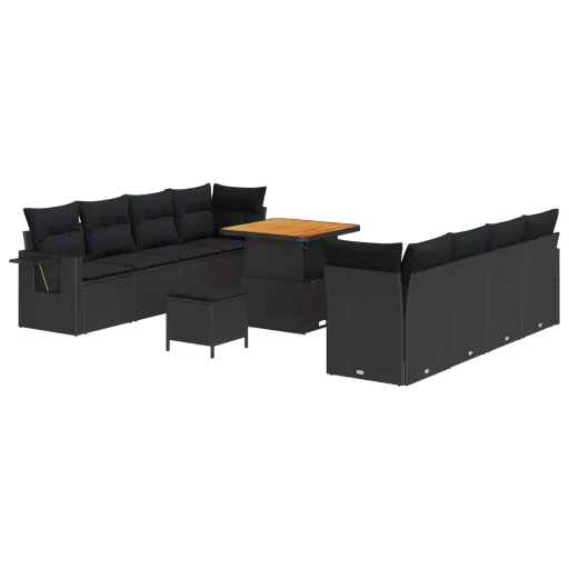 Conjunto de Sofá de Jardim   Preto Rattan Sintético (11 pcs)
