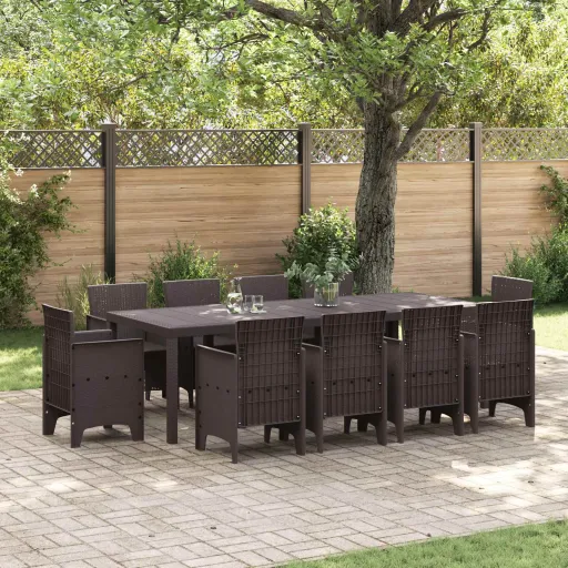 Conjunto de Jantar para Jardim   Castanho Polipropileno (11 pcs)