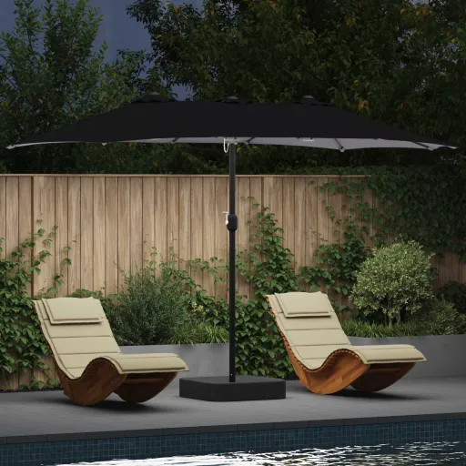 Guarda-Sol de Jardim Preto 385 x 209 x 244 cm Poliéster
