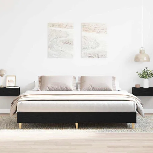 Estrutura da Cama Carvalho Preto 203 x 203 x 25 cm