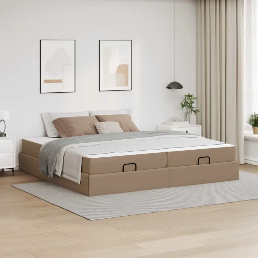 Estrutura de Cama com Colchão com Colchão   Bronzeado PVC (2 pcs)