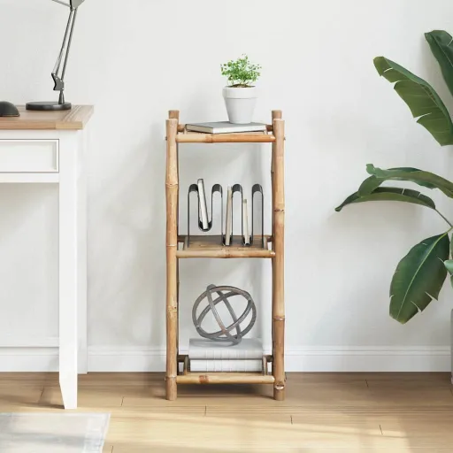 Estante de Bambu Quadrada com 3 Prateleiras