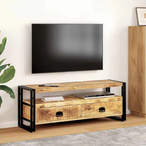 Móvel de TV em Madeira de Mangueira Maciça 120x35x45 cm