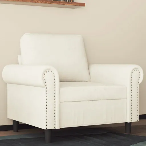 Poltrona 60 cm Veludo Cor Creme