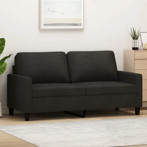 Sofá de 2 Lugares Tecido 140 cm Preto