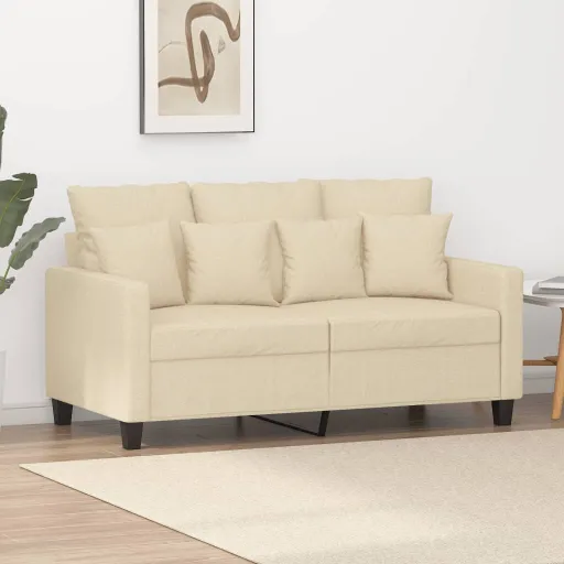 Sofá de 2 Lugares Tecido 120 cm Cor Creme