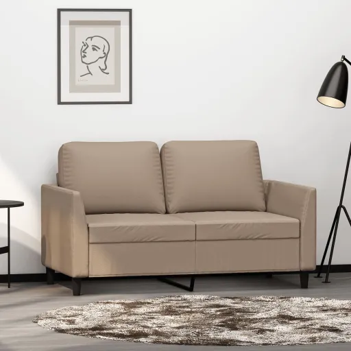 Sofá de 2 Lugares 120 cm Couro Artificial Cor Cappuccino