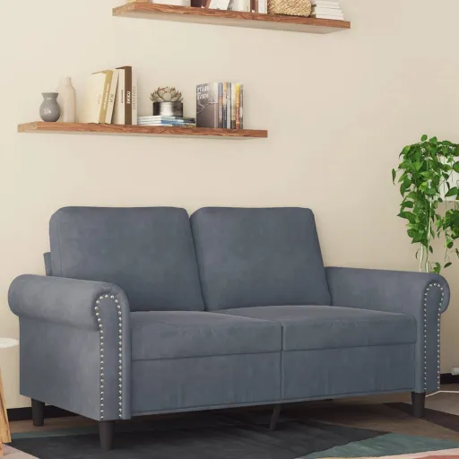 Sofá de 2 Lugares 120 cm Veludo Cinza-Escuro