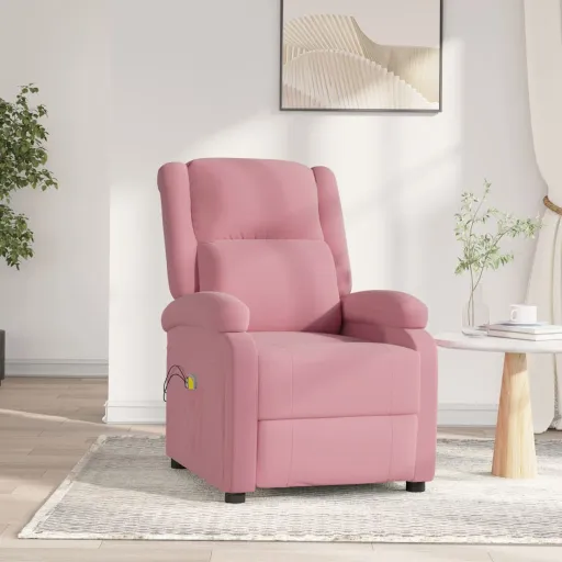 Poltrona de Massagens Elétrica Veludo Rosa