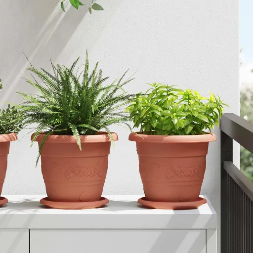 Vasos de Plantas   Vermelho Tijolo Ø 26 x 21.5 cm Plástico (6 pcs)