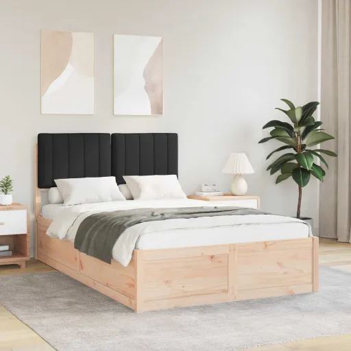 Estrutura de Cama com Cabeceira Estofada Preto 120 x 190 cm
