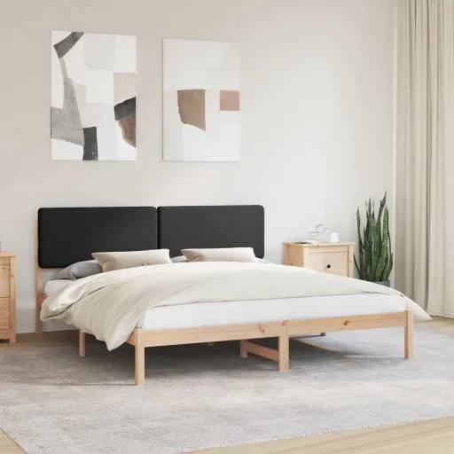Estrutura de Cama com Cabeceira Estofada Preto 200 x 200 cm