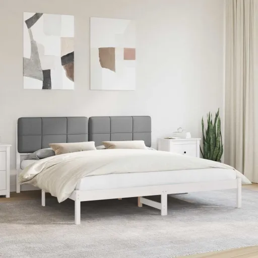 Estrutura de Cama com Cabeceira Estofada Preto 200 x 200 cm