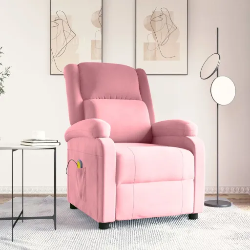 Poltrona de Massagens Veludo Rosa