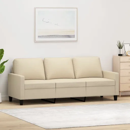 Sofá de 3 Lugares Tecido 180 cm Cor Creme