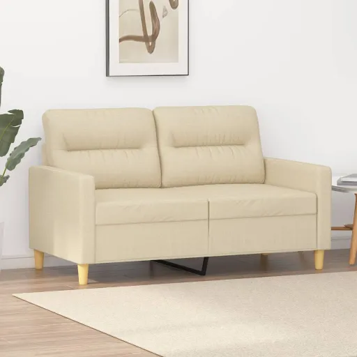 Sofá de 2 Lugares Tecido 120 cm Cor Creme