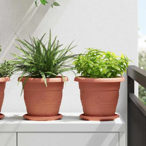 Vaso Redondo para Flores   Vermelho Tijolo Ø 26 x 21.5 cm (6 pcs)