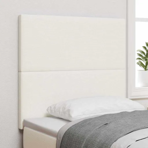 Cabeceira LED com Luzes de Tira LED Creme 80 cm Poliéster