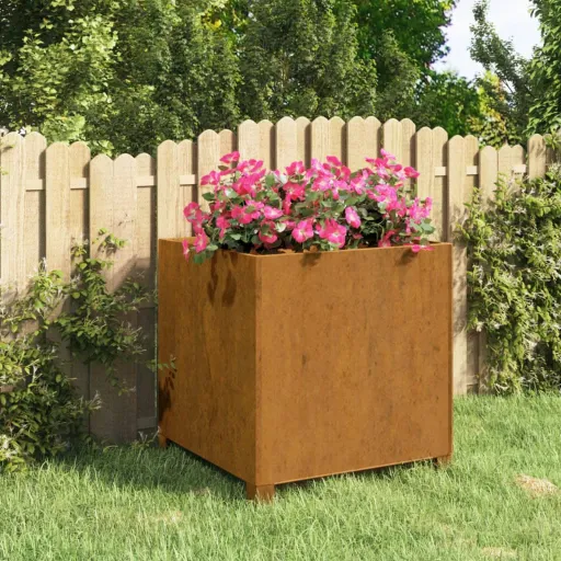 Vaso/Floreira com Pernas 50x50x50 cm Aço Corten Cor Enferrujado