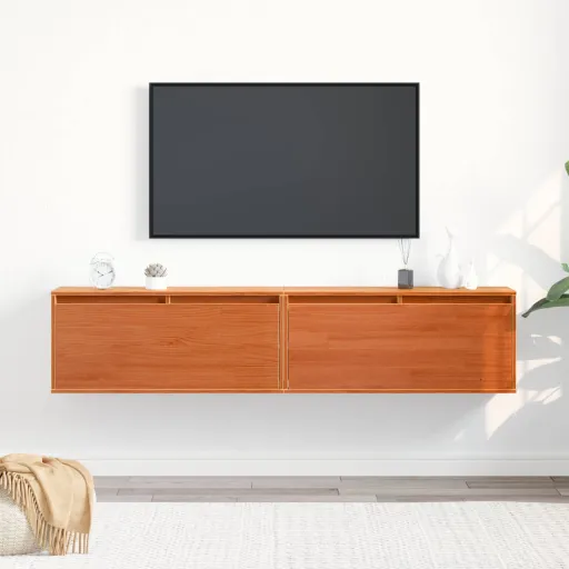 Armário de Parede com Porta   Marrom Cera 80 x 30 x 35 cm (2 pcs)