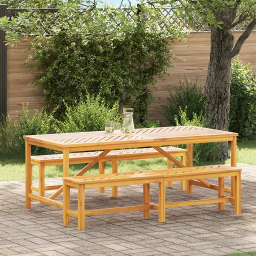 Conjunto de Jantar para Jardim 3 Unid. Castanho