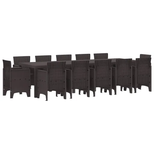 Conjunto de Jantar para Jardim   Castanho Rattan Sintético (13 pcs)