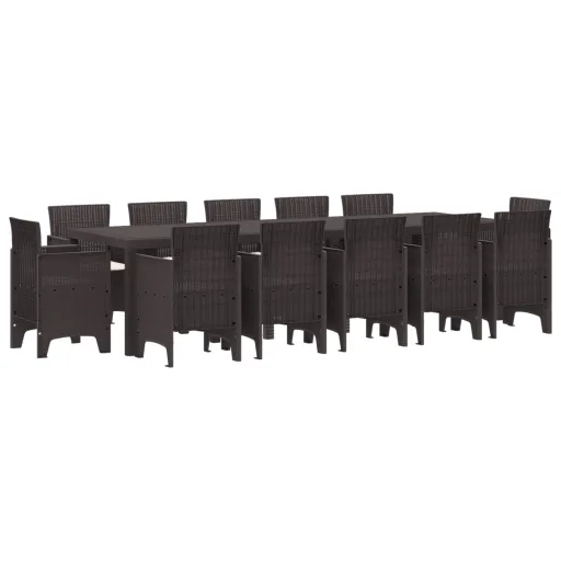 Conjunto de Jantar para Jardim   Castanho Vime (13 pcs)