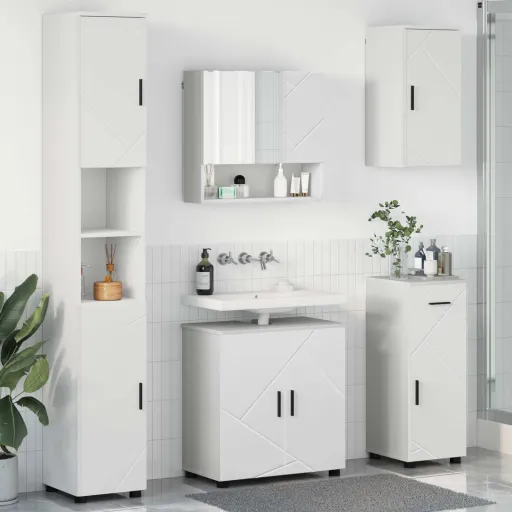 Conjunto de Móveis para Banheiro com Gaveta   Branco (5 pcs)