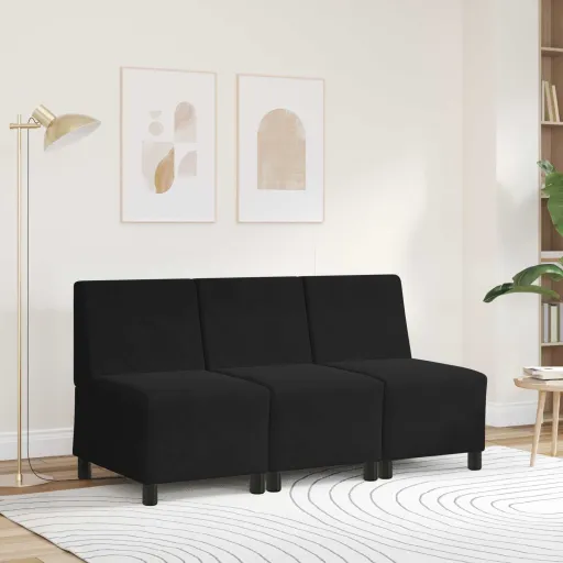 | Unidade de Sofá Modular Sem Braços | Preto 55 x 74 x 82 cm Veludo
