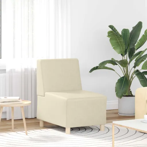 | Unidade de Sofá Modular Sem Braços | Creme 55 x 74 x 82 cm