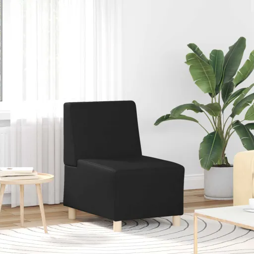 | Unidade de Sofá Modular Sem Braços | Preto 55 x 74 x 82 cm