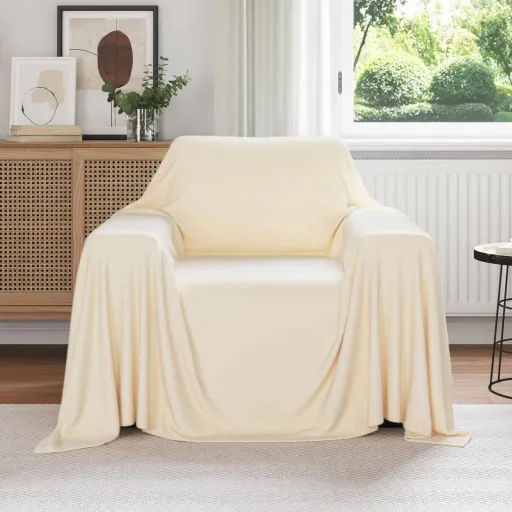 Cobertores de Sofá   Creme 210 x 140 cm Lã (6 pcs)