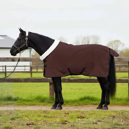 Cobertor de Cavalo Marrom Escuro Completo 155 cm Fleece Polar