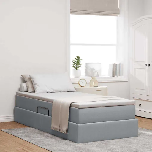 Cama com Arrumação e Colchão Cinzento-Claro 100 x 200 cm