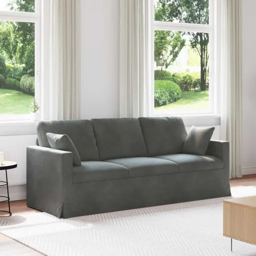 Sofá Cinza Escuro 198 x 78 x 80 cm Veludo