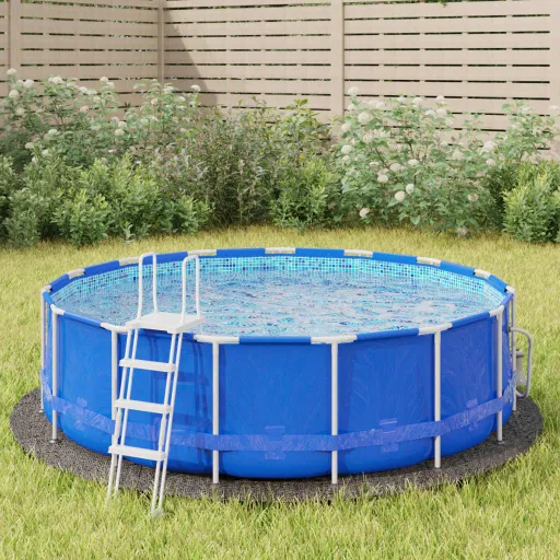 Pano para Chão de Piscinas Ø306 cm Poliéster Geotêxtil Cinza