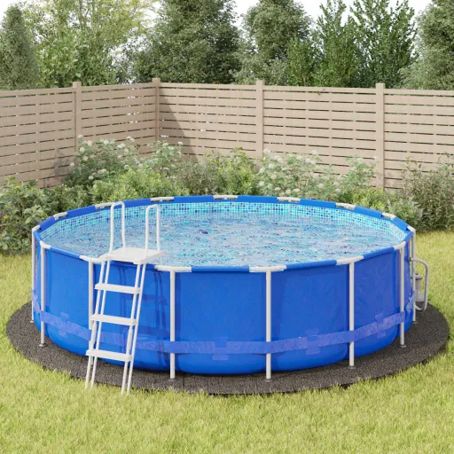 Pano para Chão de Piscinas Ø550 cm Poliéster Geotêxtil Cinza