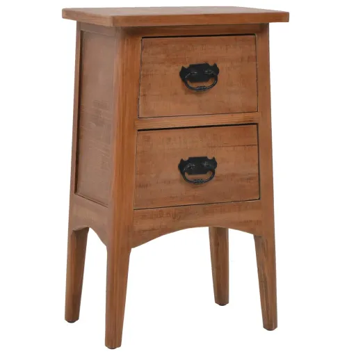 Mesa de Cabeceira Madeira de Abeto Maciça 40x29x68 cm Castanho