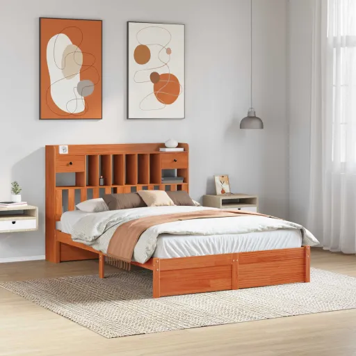 Estrutura de Cama de Estante Castanho Cera 200 x 150 cm