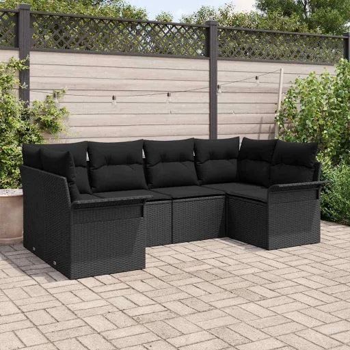Conjunto de Sofá de Jardim   Preto Rattan Sintético (6 pcs)