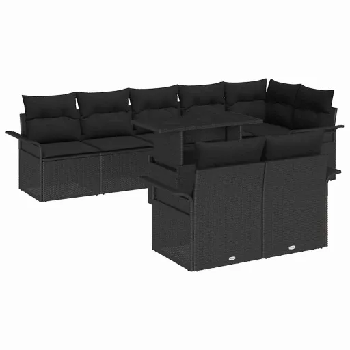 Conjunto de Sofá de Jardim   Preto Rattan Sintético (9 pcs)