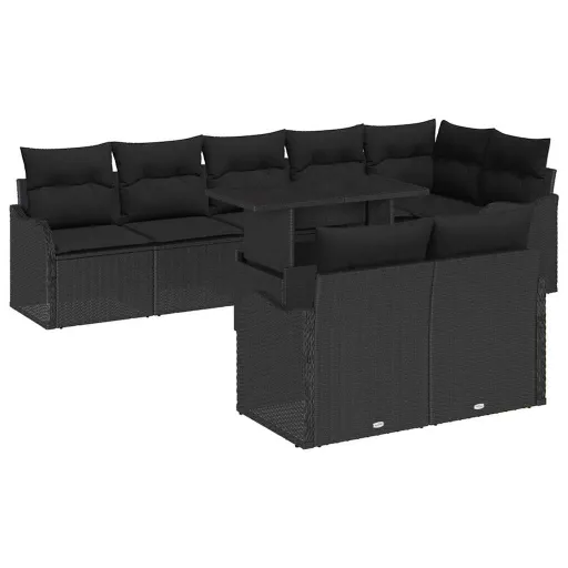 Conjunto de Sofá de Jardim   Preto Rattan de Polipropileno (9 pcs)
