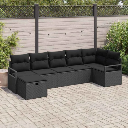 Conjunto de Sofás com Almofada   Vime PE (5 pcs)