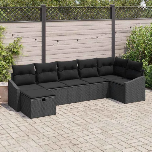 Conjunto de Sofás com Almofada   Vime PE (7 pcs)