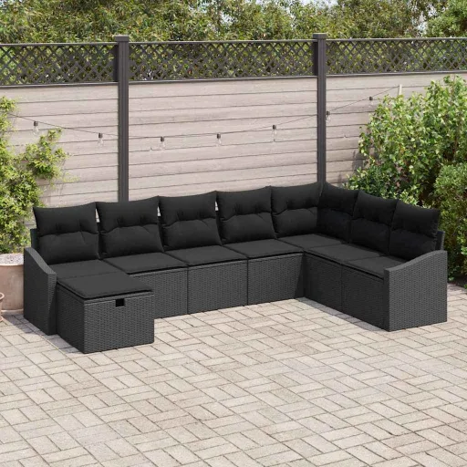 Conjunto de Sofás com Almofada   Vime PE (8 pcs)